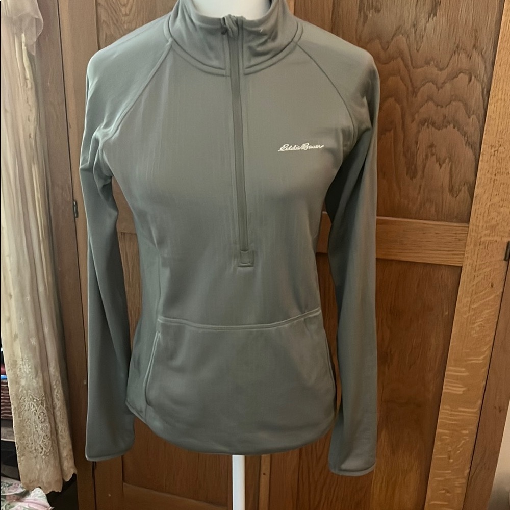 Eddie Bauer Sage Green Quarter-Zip Pullover size S